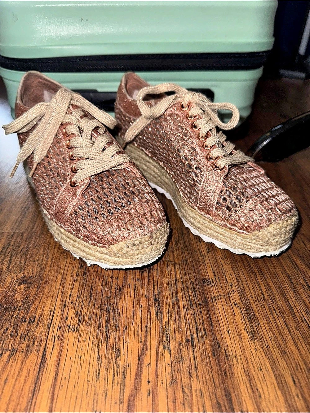 INC Asina Rose Gold Platform Stylish Mesh Sneakers Size 6 SS11